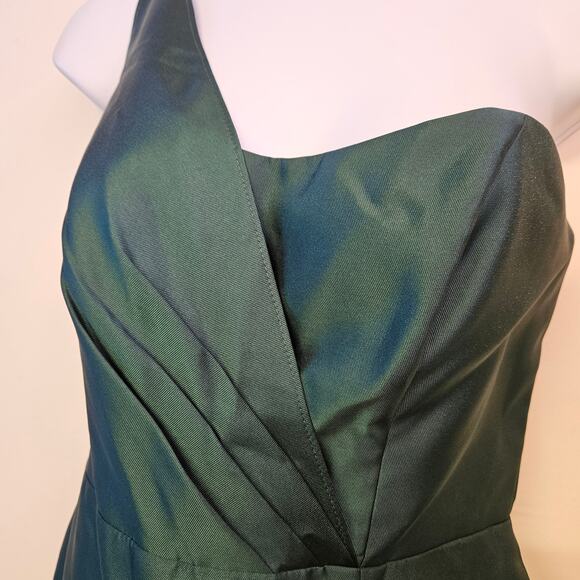 Alfred Sung Green One Shoulder Satin Gown Size 8R NWT Holidays Party Prom Event - Picture 3 of 11